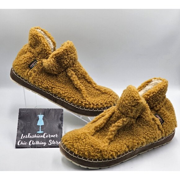 L.L.Bean Women's Mustard Cozy Slipper Bootie Pile Fleece Ankle Shoes Sz 10 3010 - Picture 12 of 16